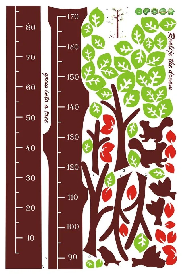 Autocolant pentru copii de tip metru pentru ușă/pentru perete 60x190 cm Dreaming Tree – Ambiance