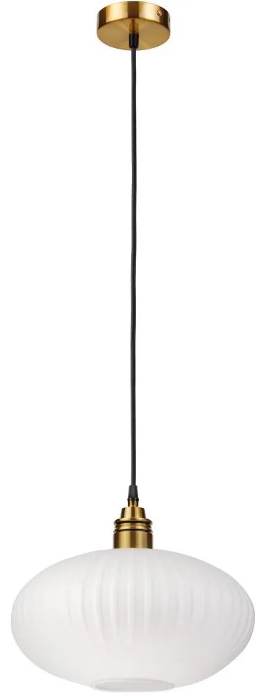 Lustră suspendată pe cablu HECTOR 1xE27/15W/230V alb/alamă Ø30 cm