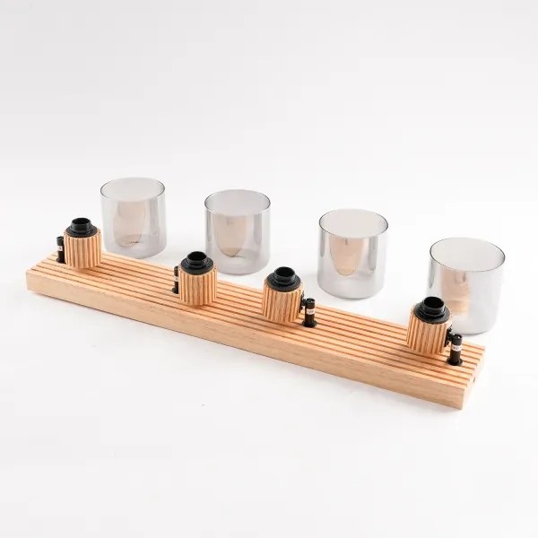 Brilagi - Plafonieră cu spoturi HYGGE, 4xE14/15W/230V, lemn de cauciuc/fumuriu