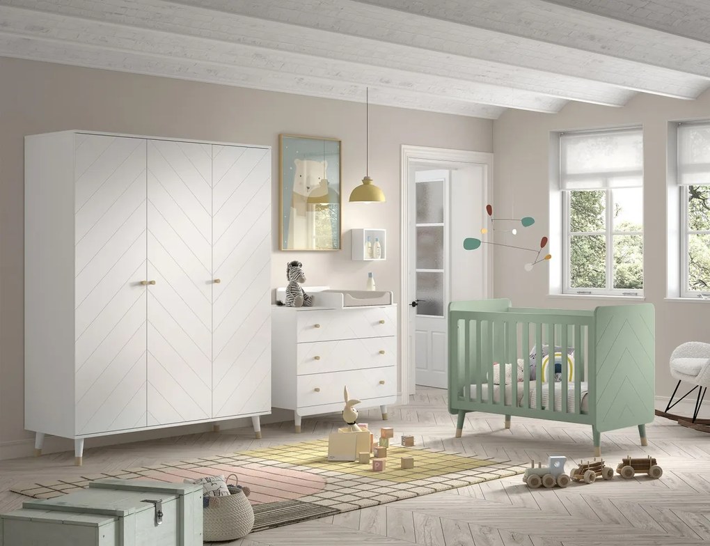 Set Mobilier Complet pentru Bebeluși, 4 Piese, Multicolor (Pin Masiv și MDF) – Billy – Vipack
