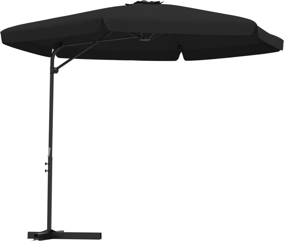 vidaXL Umbrelă de soare de grădină, stâlp din oțel, negru, 300 cm