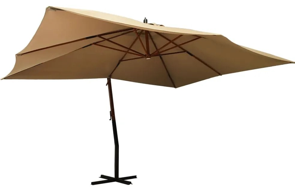 vidaXL Umbrelă consolă de grădină cu stâlp din lemn, taupe, 400x300 cm
