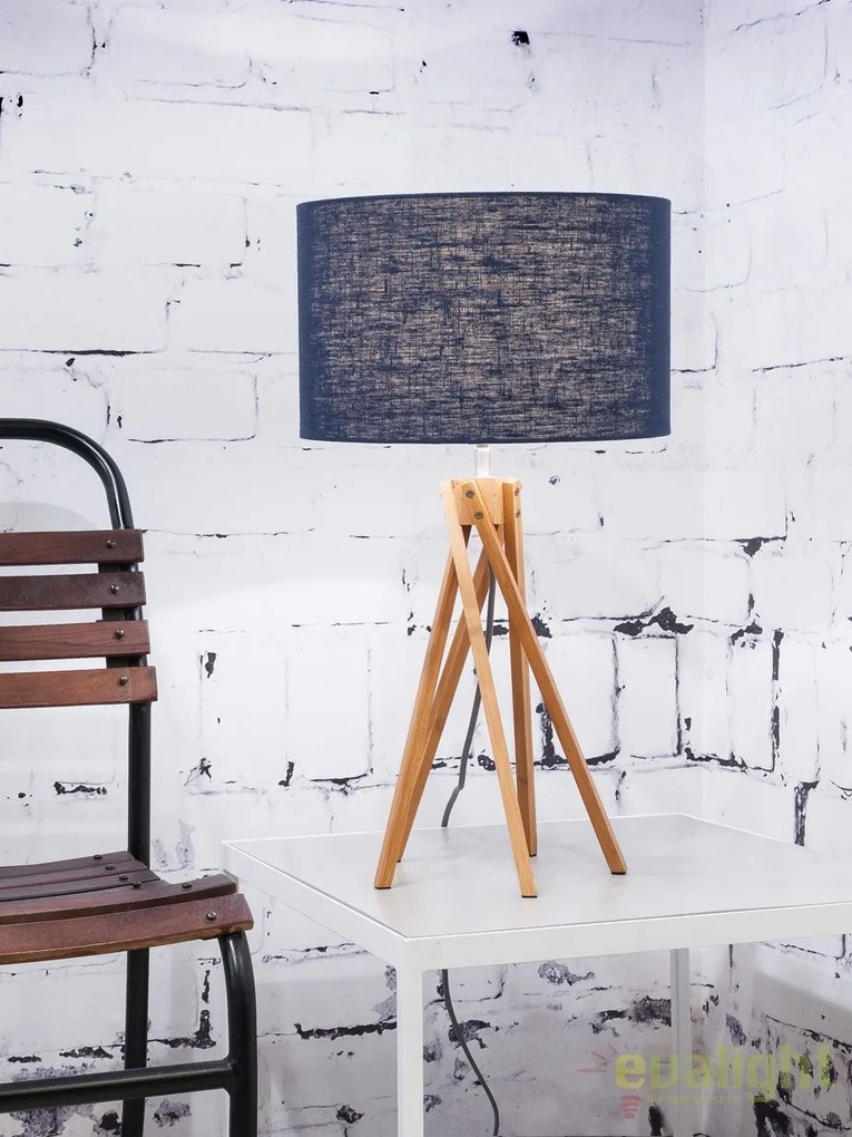 Lampa de masa realizata din materiale naturale, durabile si ecologice, KILIMANJARO/T albastru