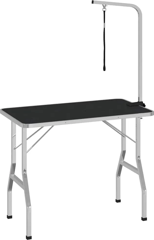 vidaXL Masă pentru îngrijirea câinilor reglabilă, cu 1 lesă