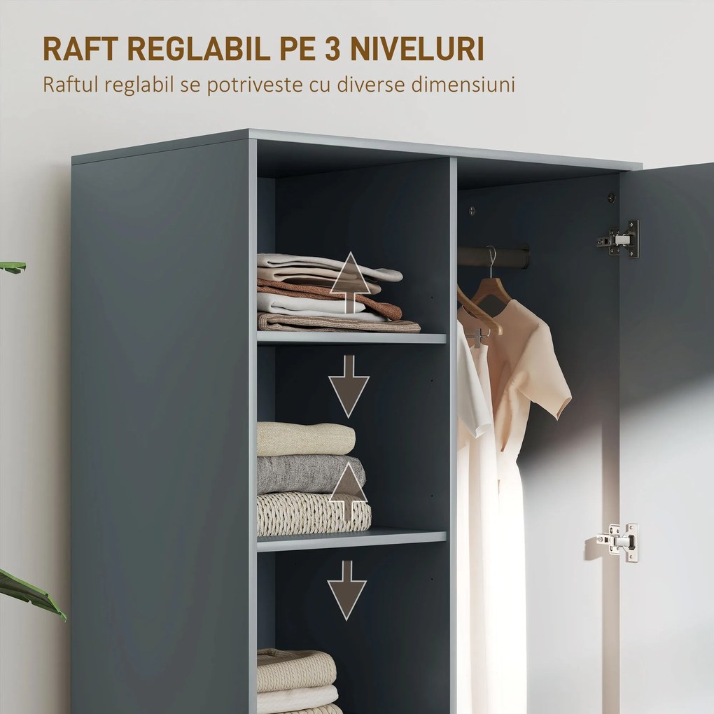 HOMCOM Dulap Modern Reglabil Gri-Închis | Aosom Romania