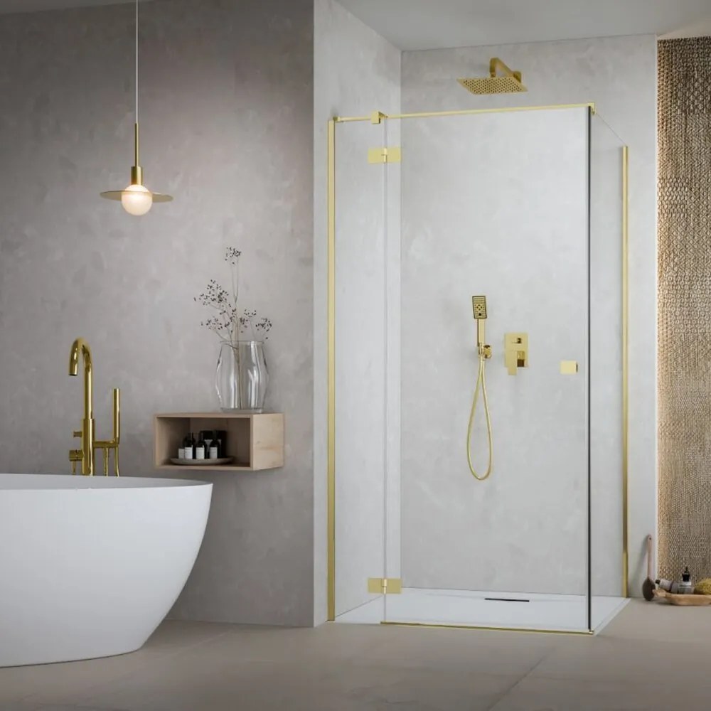 Cabina de dus dreptunghiulara cu usa batanta Radaway Essenza KDJ 80x120 cm auriu-transparent stanga