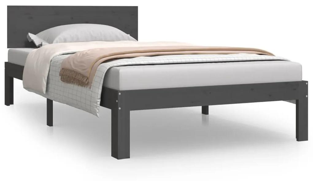810487 vidaXL Cadru de pat, gri, 100x200 cm, lemn masiv de pin