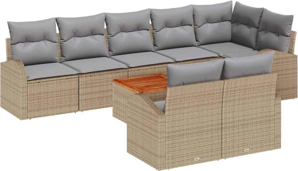 vidaXL Set de canapele pentru grădină 9 pcs Beige și gri deschis
