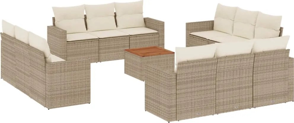 vidaXL Set canapele de grădină, 13 piese, cu perne, bej, poliratan