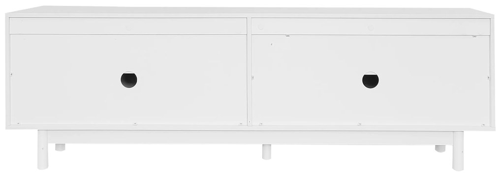 Comodă TV Elegant în Stil Luxos cu Uși Structurate și Rafturi Reglabile, 175x38x56 cm, Alb
