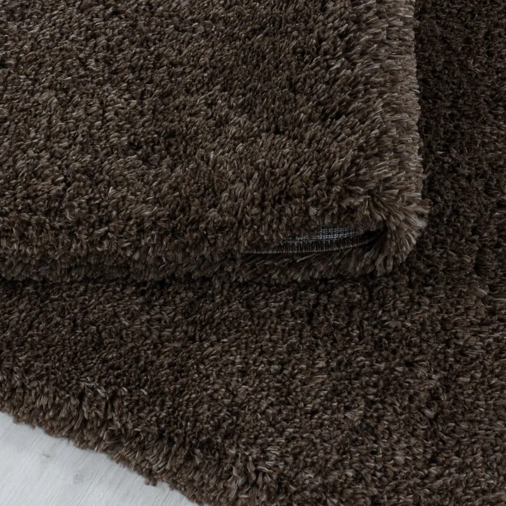 Covor maro închis rotund ø 120 cm Fluffy – Ayyildiz Carpets