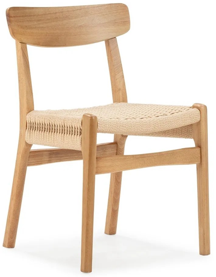 Scaune de dining în culoare naturală 2 buc. din lemn de arbore de cauciuc Biel – MOME