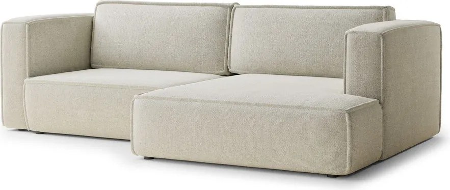 Colțar crem extensibil/cu spațiu de depozitare cu tapițerie din chenille (cu colț pe partea dreaptă/cu șezlong) Velto – Maison de Rêve