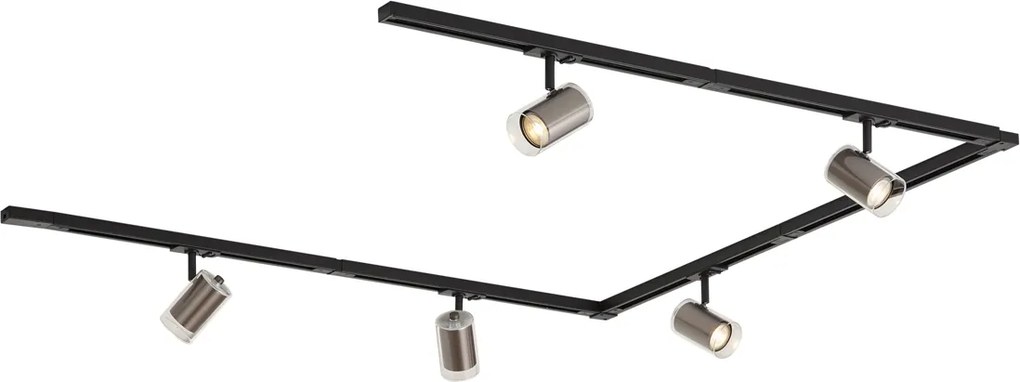 Sistem de șină monofazat modern negru cu 5 spoturi Gunmetal - Iconic Lloyd