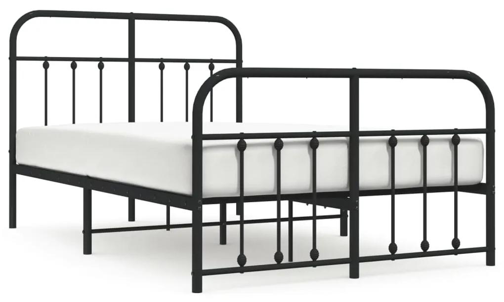 352593 vidaXL Cadru pat metalic cu tăblie de cap/picioare, negru, 120x190 cm