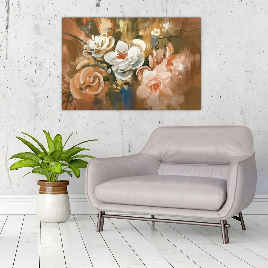 Tablou -Buchet de flori pictat (90x60 cm)