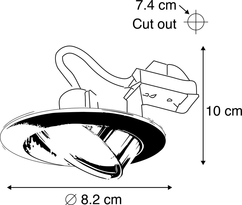 Set de 6 spoturi încastrate moderne albe, înclinabile GU10 50mm - Edu