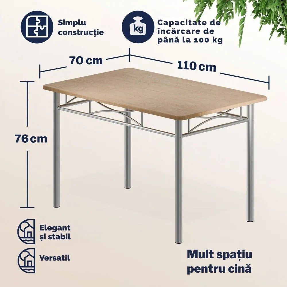 Set de mese de dining PAUL, 5 bucăți, maro natural Casaria