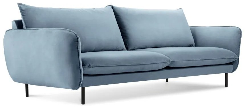 Canapea țesătură catifea Cosmopolitan Design Vienna, 230 cm, albastru deschis