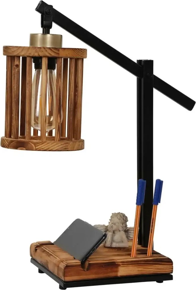 Lampa de birou stil industrial lemn-metal,Homs,seria lx,40051
