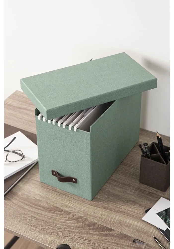 Organizator verde pentru documente din carton Johan Canvas Paper Laminate – Bigso