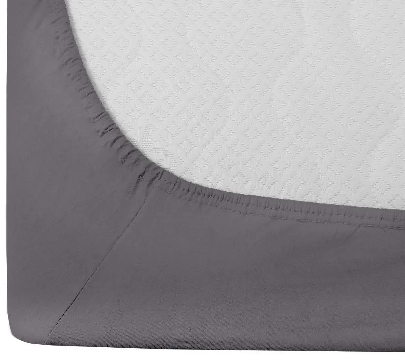 Cearceaf de pat cu elastic din bumbac satinat 90x200 cm, gri deschis