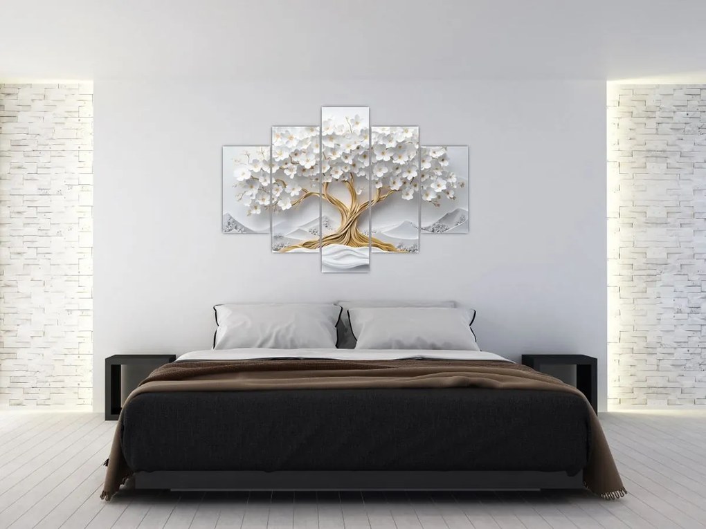 Tablou – Arborele vieții 3D plin de flori (150x105 cm)