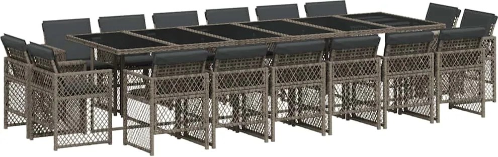 vidaXL Set mobilier de grădină cu perne, 17 piese, gri, poliratan