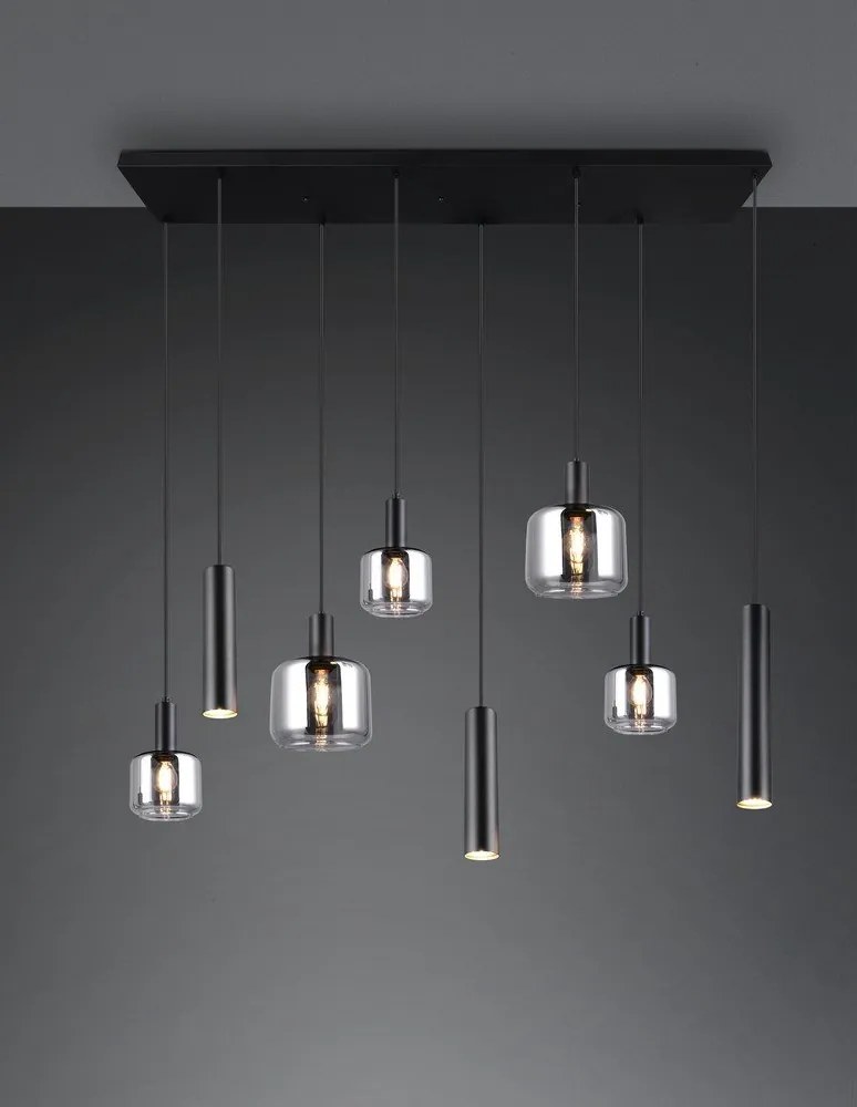 Lustră neagră cu abajur din metal/cu abajur din sticlă Mataro – Trio