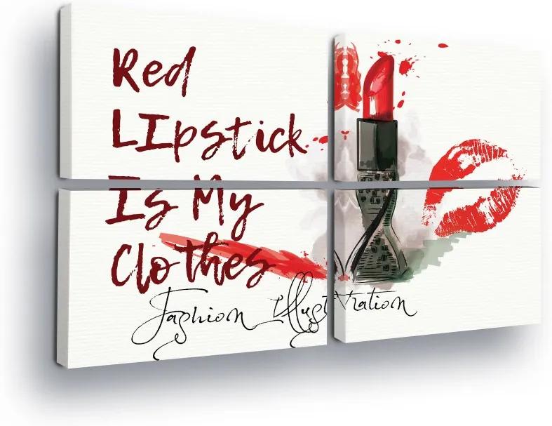 GLIX Tablou - Red Lipstick 4 x 60x40 cm