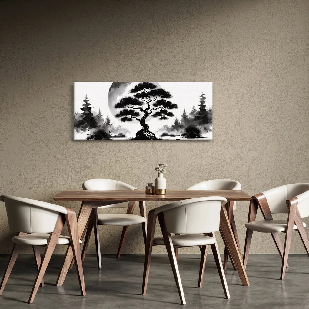 Tablou – Bonsai alb-negru (120x50 cm)