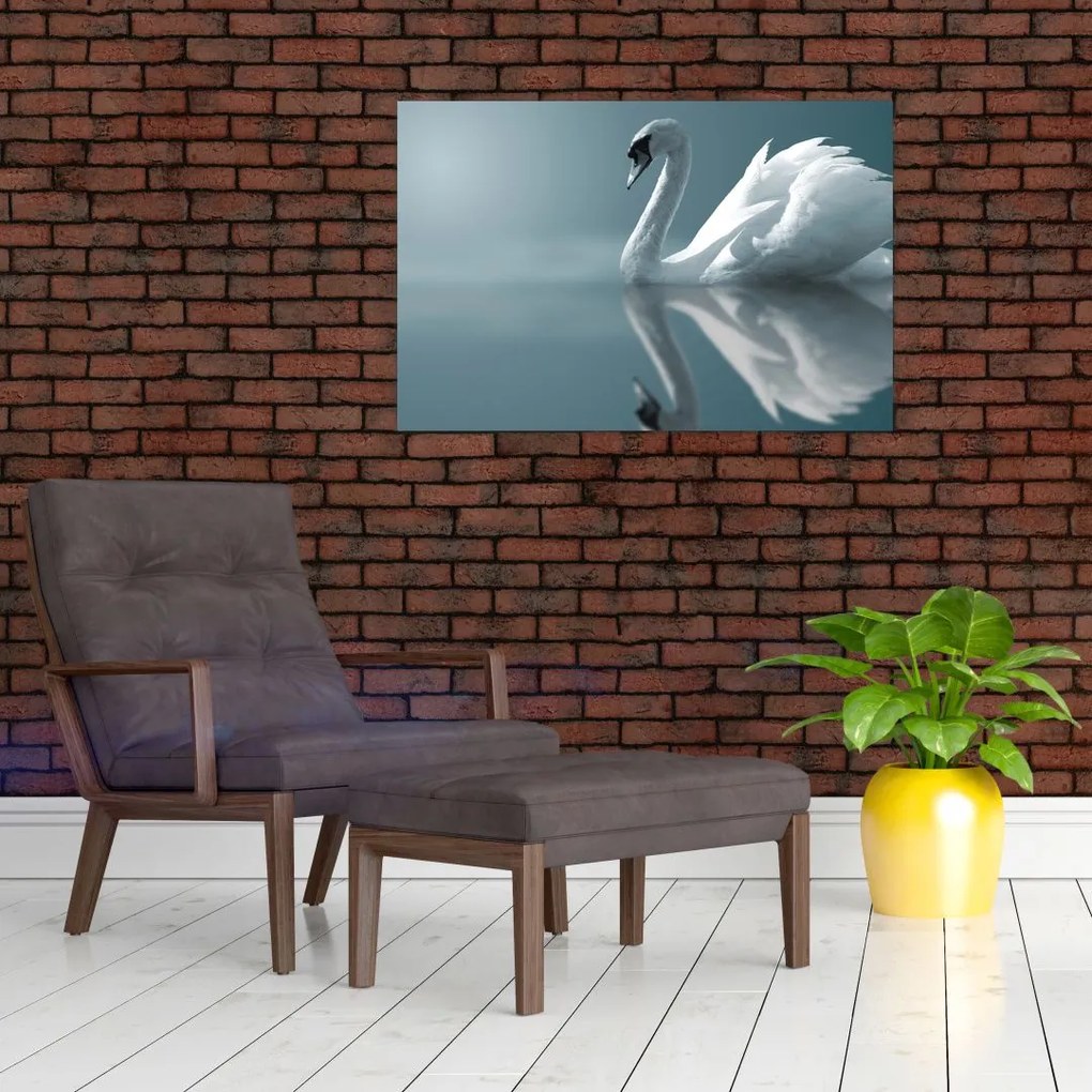 Tablou -Lebădă albă (90x60 cm)