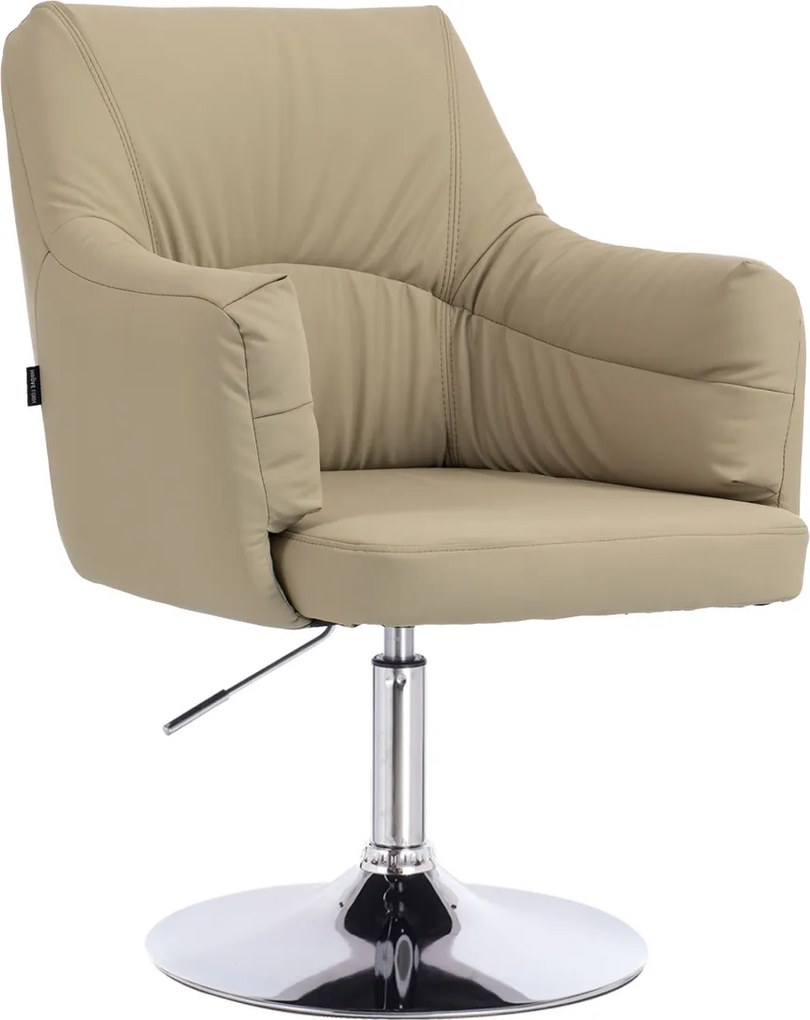 HR840N Scaun Crem Piele Ecologica Premium Soft cu Bază Cromata