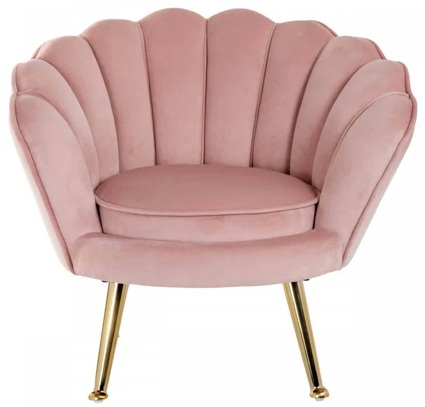Scaun scoica cu picioare aurii charly pink velvet/auriu