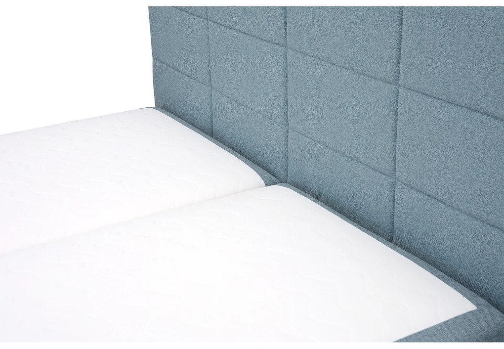 Pat matrimonial Boxspring 180 cm Revenant (albastru) (cu somieră și saltea) (cu sp. depozitare). 1098562