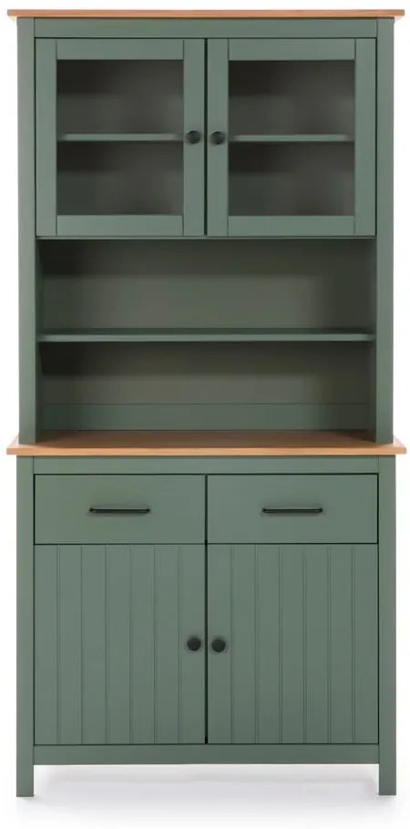 Vitrină verde din lemn de pin 90x180 cm Miranda – Marckeric