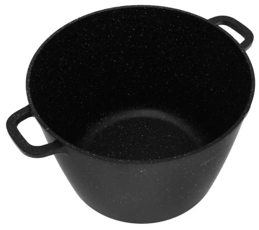 Oală cu capac 28 cm, 10L – Kinghoff KH 1599, antiaderentă cu marmură, neagră, ideală pentru supe și mâncăruri în volum mare