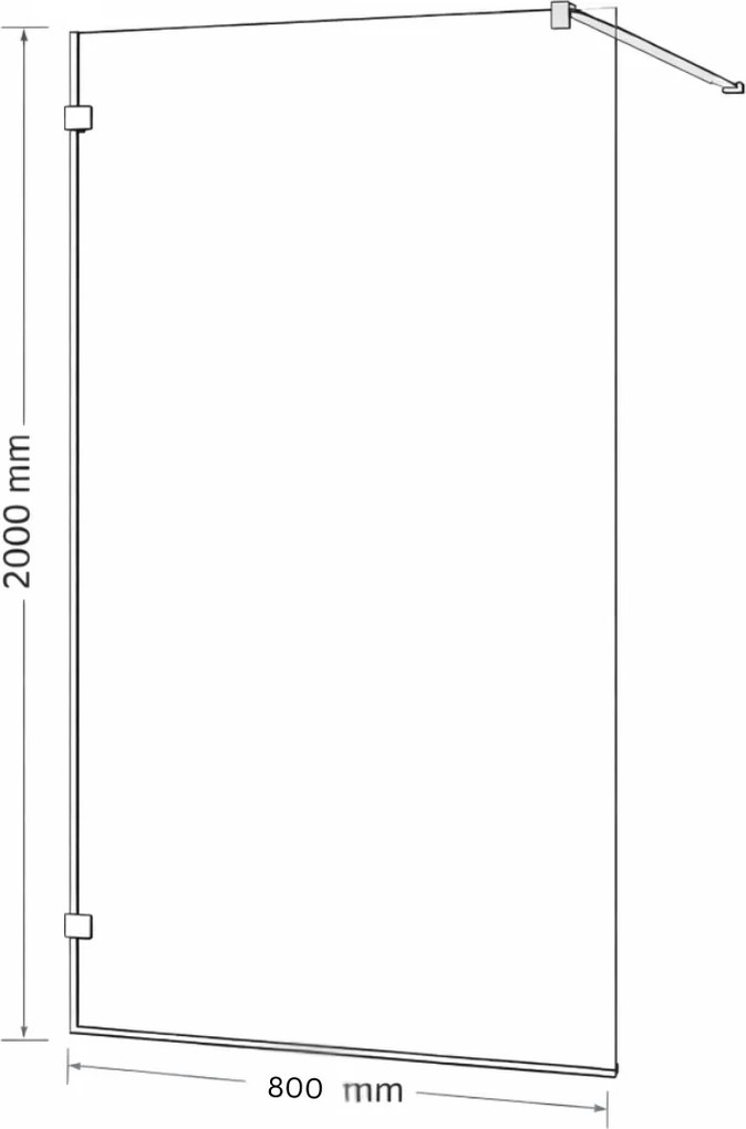 Paravan de dus walk-in 80x200 cm, crom, sticla transparenta, montare dreapta, Ronal PUR