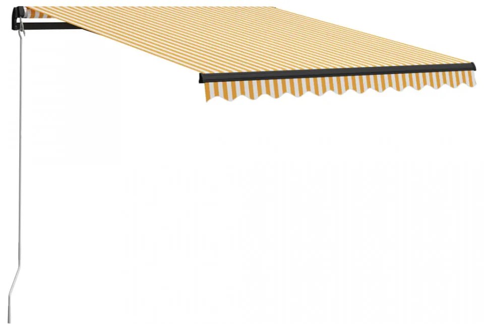Copertină retractabilă manual, galben și alb, 300 x 250 cm