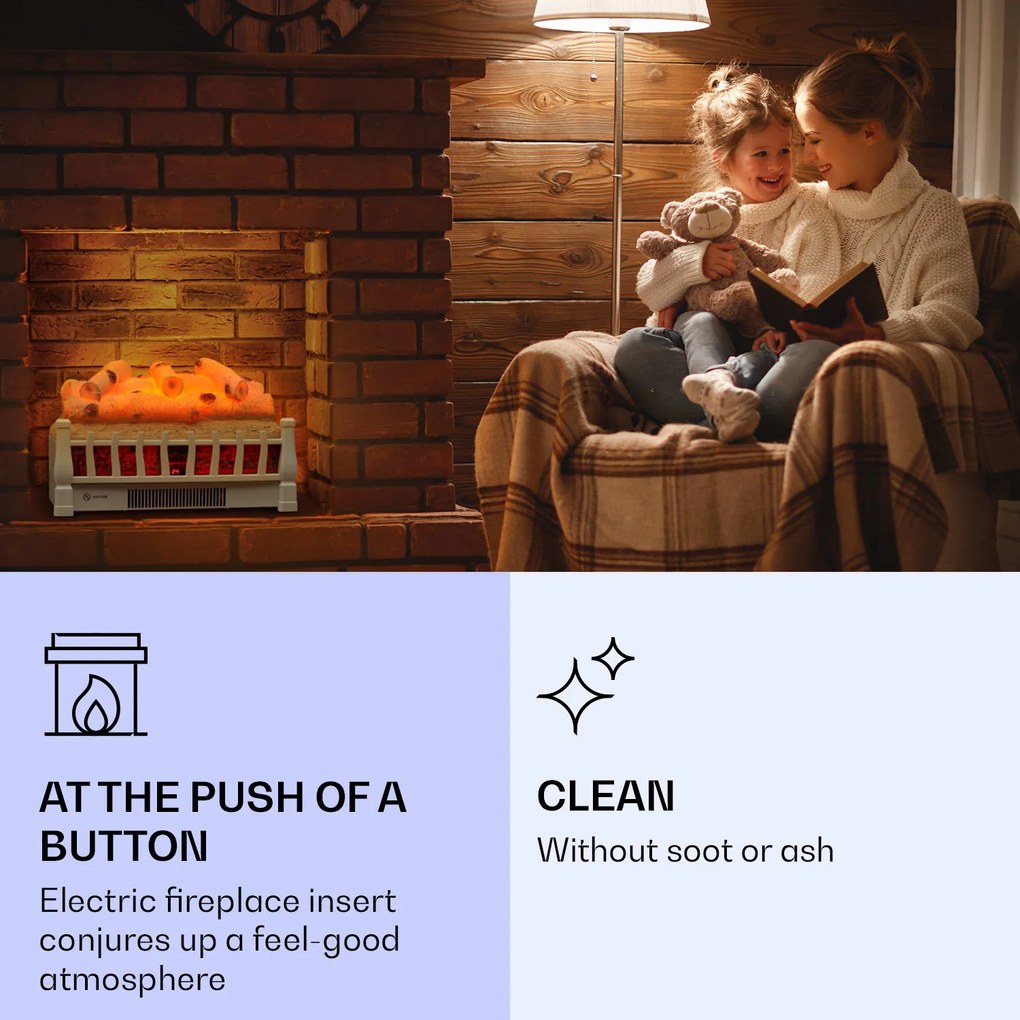 Klarstein Kamini FXL 2G Șemineu electric Inserție șemineu 1800 W iluzie de flacără 3D LED