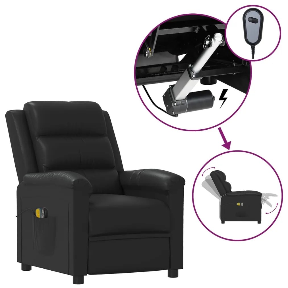 3098994 vidaXL Fotoliu de masaj electric, negru, piele ecologică