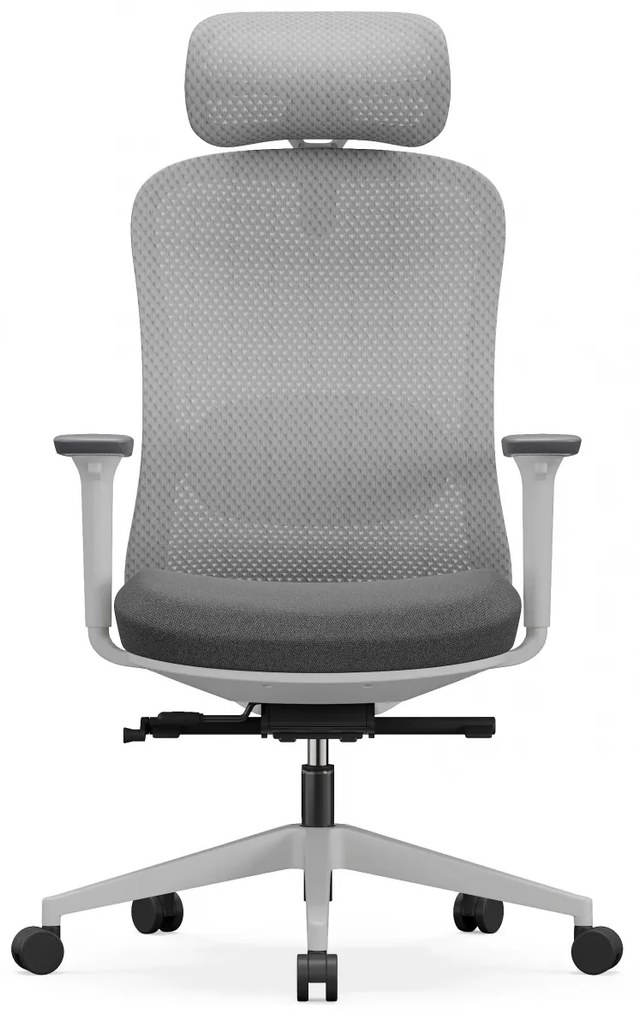 SYNO-HG Scaun ergonomic, suport lombar cu Masaj, sezut translatabil, cotiere 3D, tetiera 2D, Mesh/textil, Gri