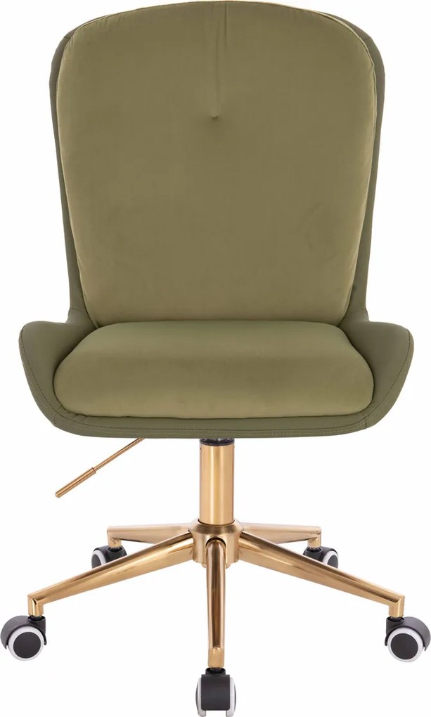 HR690K Scaun Velvet&amp;soft Piele Pu Măsline/Khaki Bază Aurie