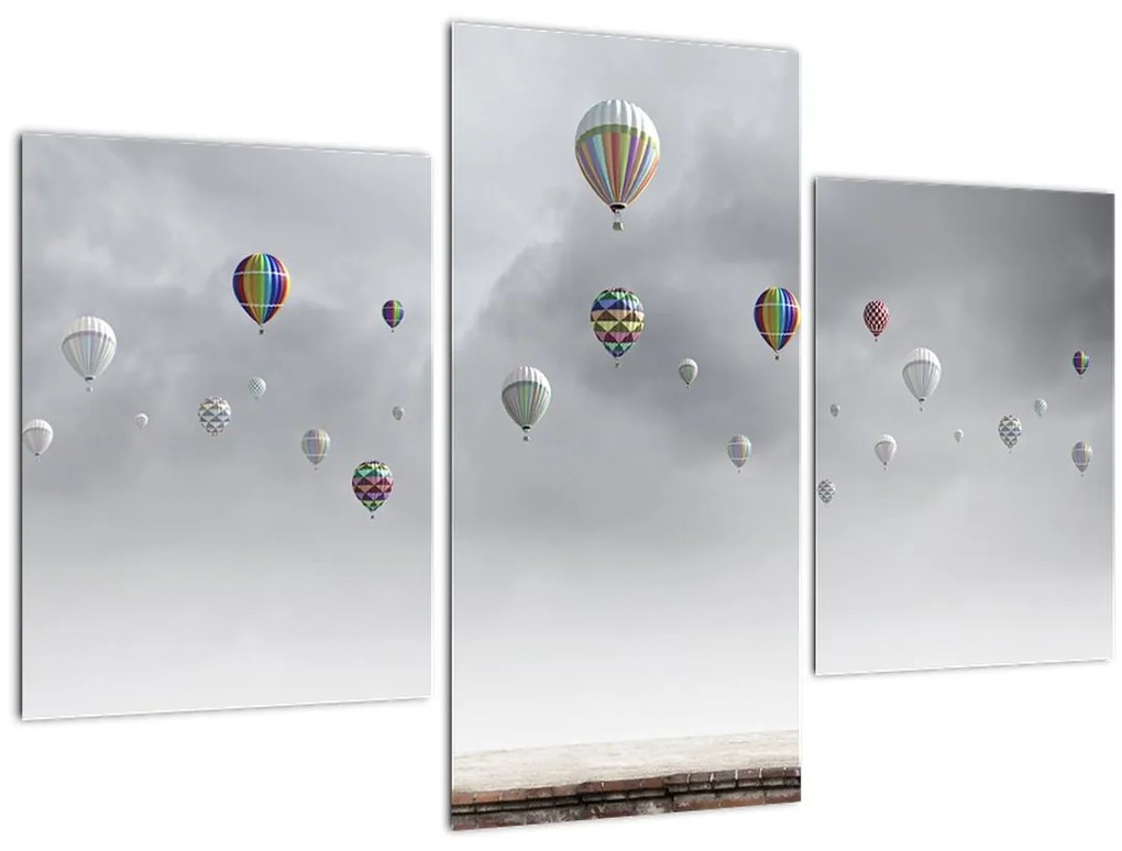 Tablou - Baloane pe perete de cărămidă (90x60 cm)