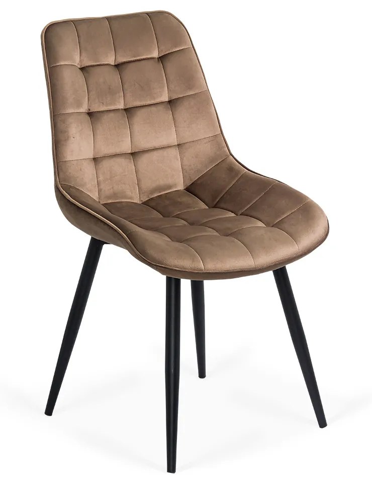 Scaun living elegant din catifea cu bază metalică BUC 206 maro