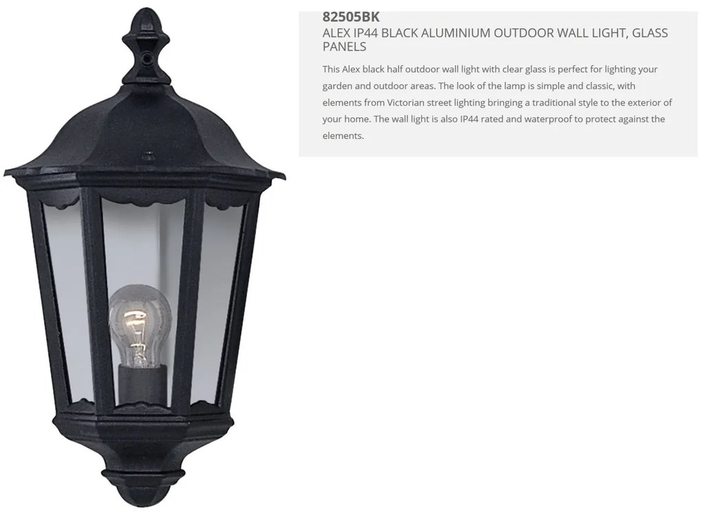 Aplica de exterior stil traditional IP44 Alex 82505BK SRT