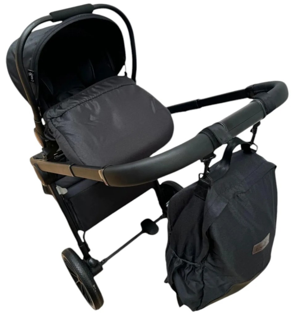 Carucior 3 in 1: Cadru usor, Landou confortabil, Varianta sport si Scoica auto - CPC-65-negru