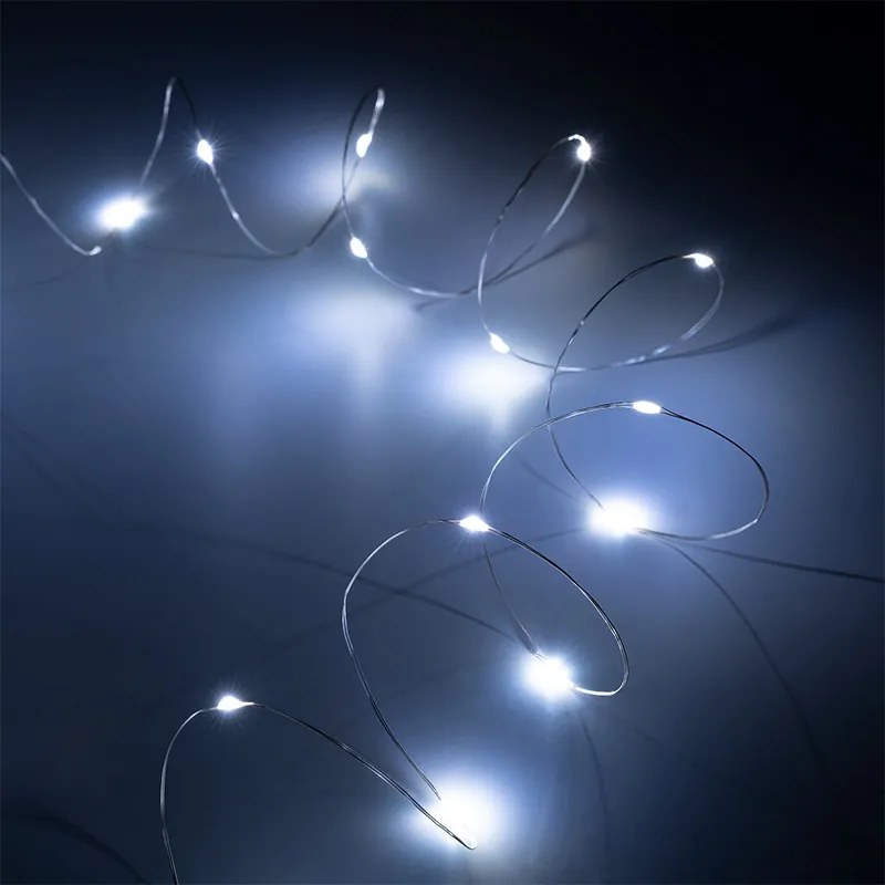 Sir luminos nanoLED, 20 leduri, 1.9 metri, 3.6W, cu baterii, lumina rece, Rebel