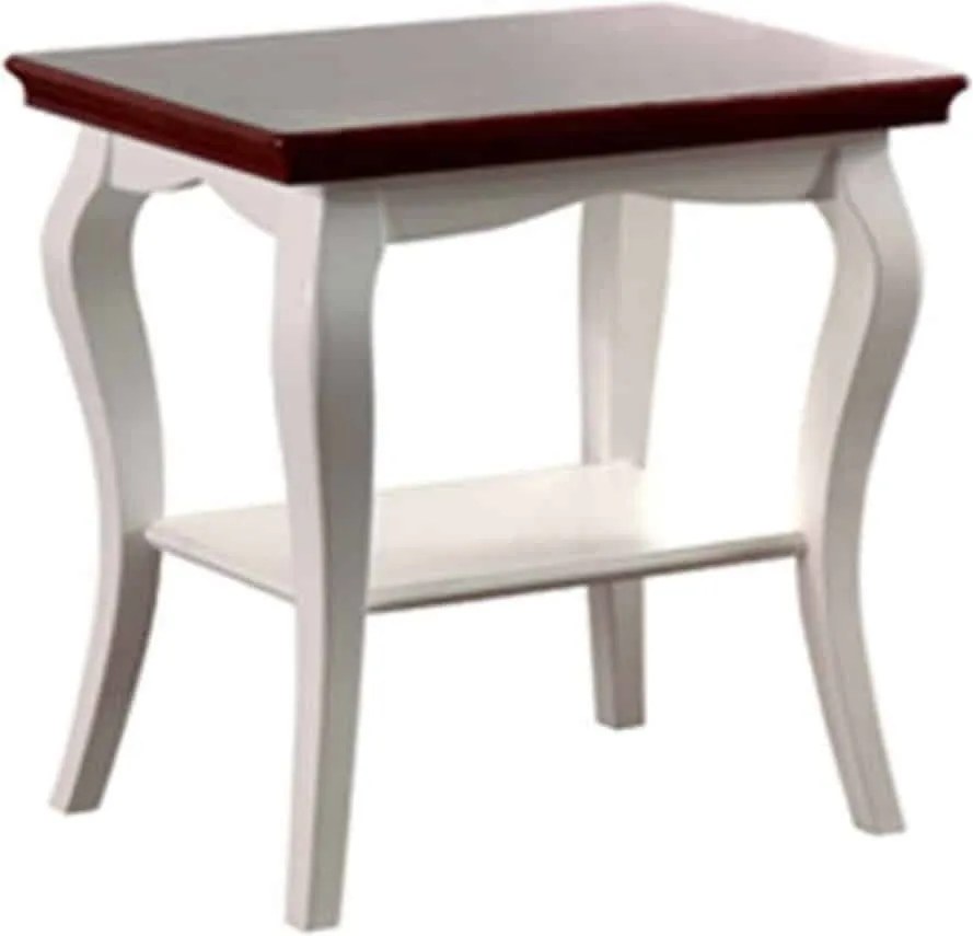 Masă lemn masiv nuc Noptieră Milan Alb-, 50 × 35 × 49 cm