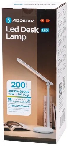Lampă LED tactilă reîncărcabilă dimabilă de masă Aigostar LED/3W/5V 1800 mAh